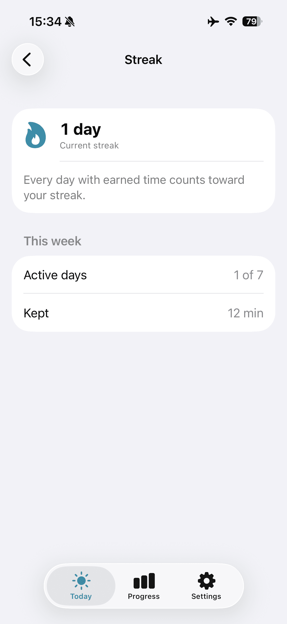 SweatKey streak view with movement streak
